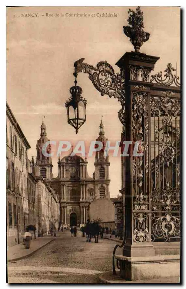 NANCY — Rue de la Constitution en Kathedraal — Journaux-Lithographies, Nancy - Voorkant