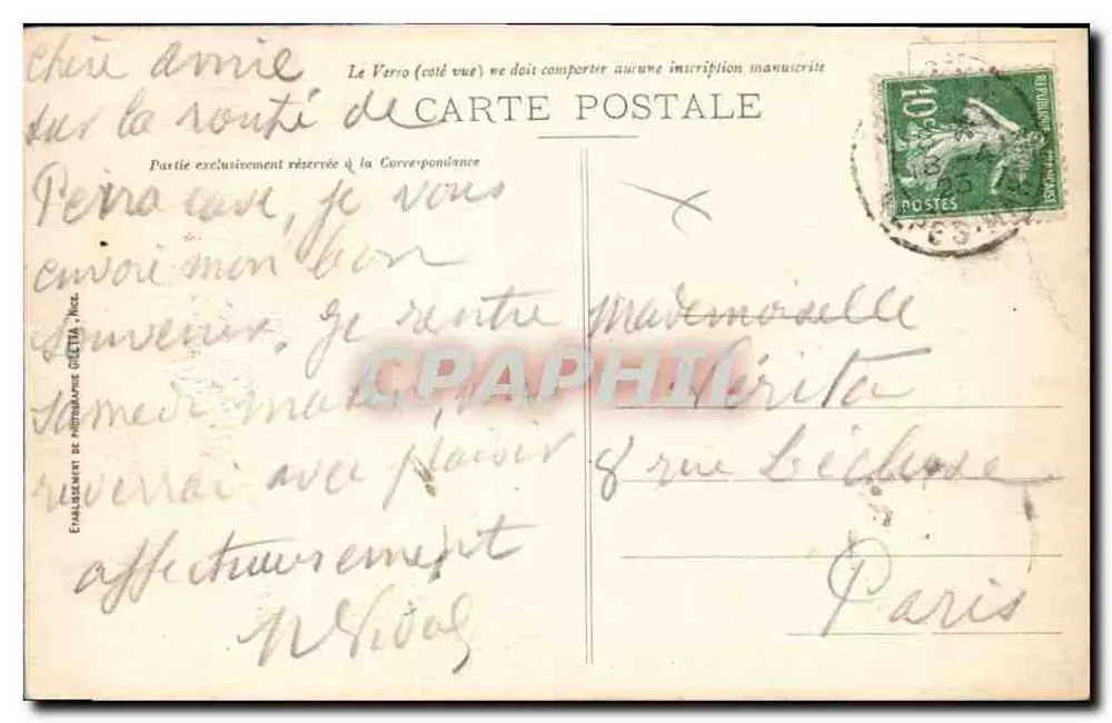Lacets - Route de Peïra-Cava - Excursion around Nice — Edition Gilelta, no. 1415 - Back