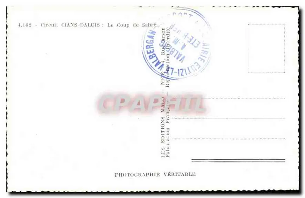 O Coup de Sabrè — Circuito Cians-Daluis — Edições Mallo & Rucarson - Verso
