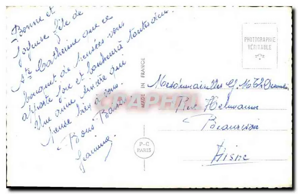 Jeune couple — portrait — P-C Paris n° 6621 - Verso