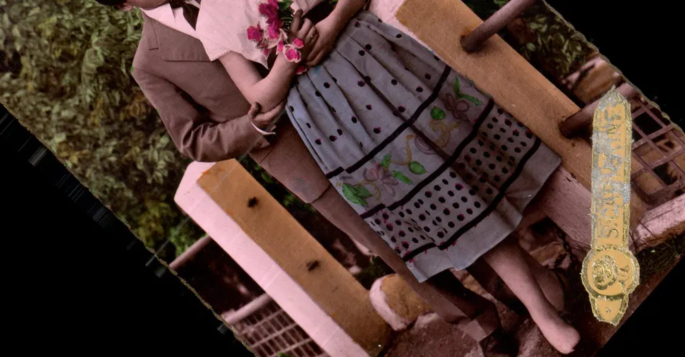 Casal jovem — cena de jardim — Photockrom, Série 952 - Frente