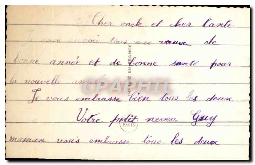 Menina segurando um buquê de tulipas — Boa Ano — PC Paris n°4519 - Verso