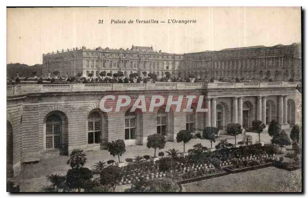Palácio de Versalhes — A Orangerie — editor impressor A. G. A. Versalhes, n° 31 - Frente