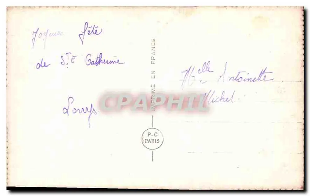 Jovem mulher sorridente — rosas — St Catherine Paris 5682 - Verso