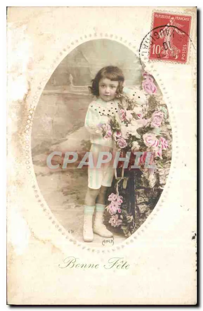 Fille en robe à pois — Bonne Fête — éditeur inconnu, n° série non visible - Recto