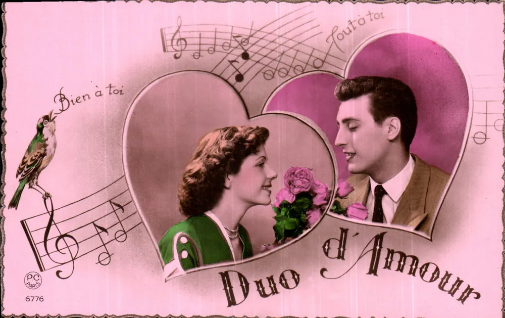 Duo de Amor — cena romântica em um coração — PC Paris 6776 - Frente