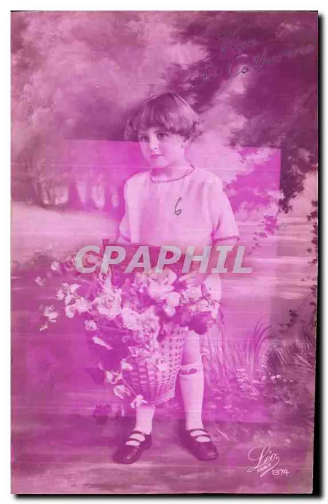 Menina segurando um cesto de flores — editor Louis, n° 1374 - Frente