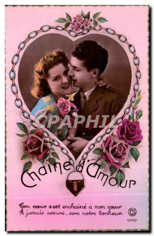 Couple amoureux — Chaine d'Amour — P-C Paris n°6500 - Recto