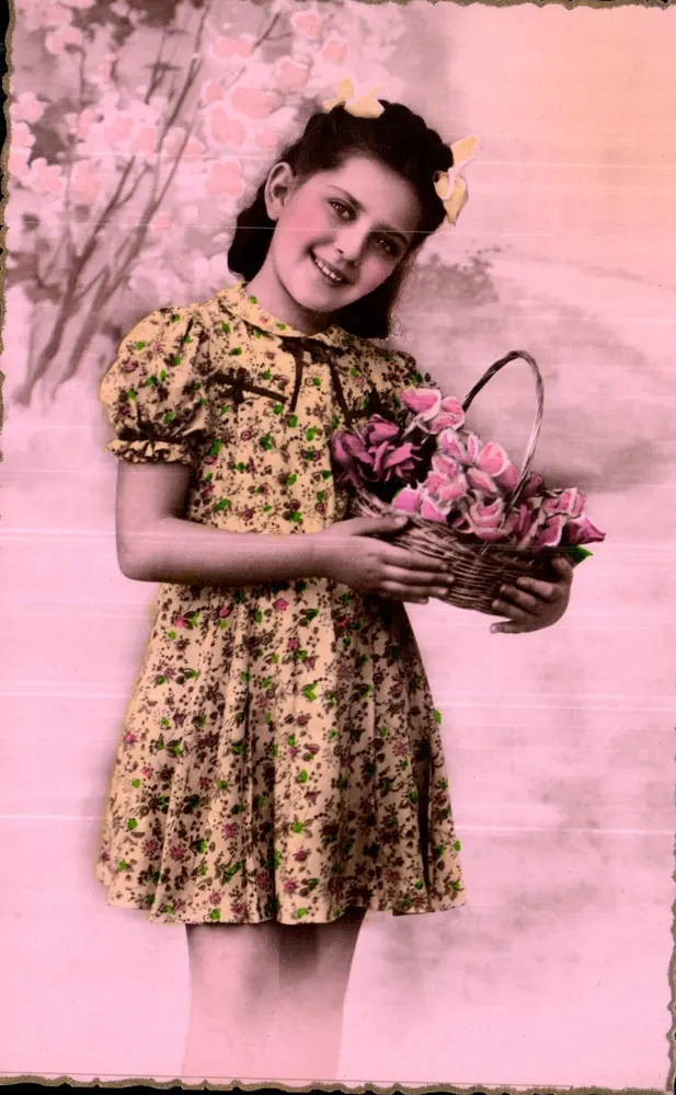 Menina com cesto de flores — editor NOËCH, n° 1613 - Frente