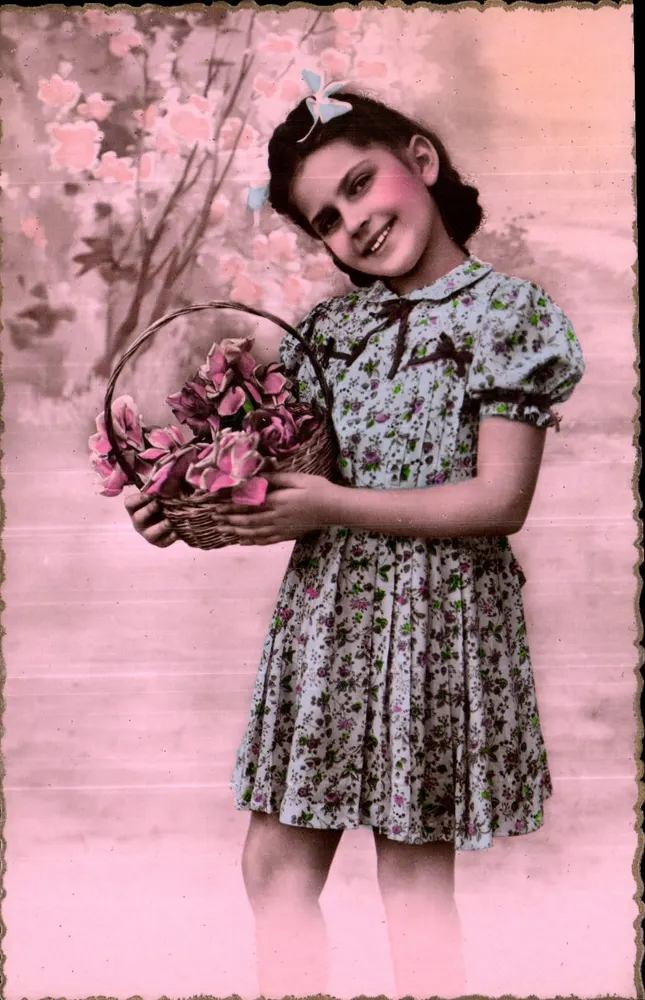 Menina com cesto de flores — Nojèr, série 1613 - Frente