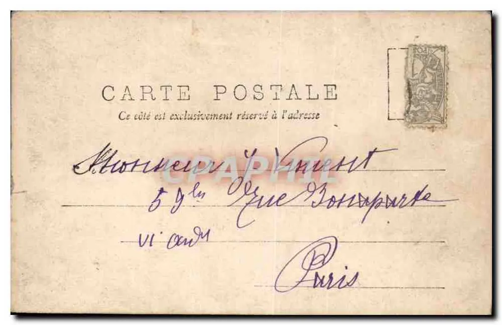 Dois crianças brincando com um homem idoso — A.N. Paris - Verso