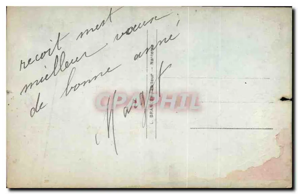 Mulher de pele de animal segurando um buquê — L. BRAN, editor — n° 4303 - Verso