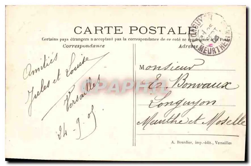 Panorama de Versailles — 1. — A. Bourdier, imp.-édit., Versailles - Verso