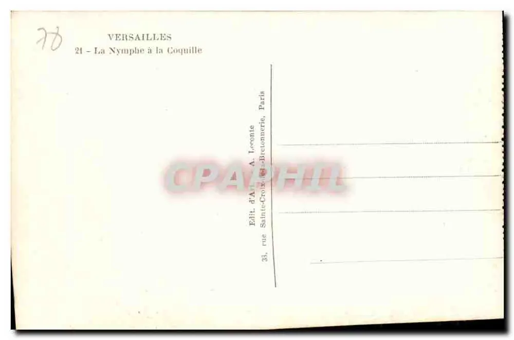 Versailles — A Ninfas da Concha — Édit. d'Art A. Lecomte - Verso