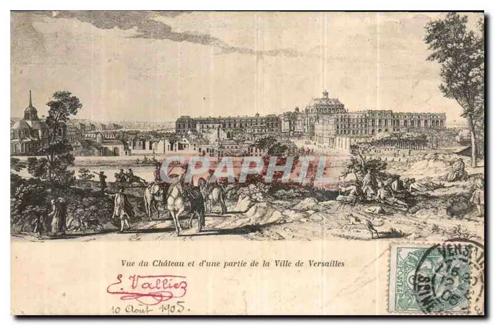 Ansicht des Schlosses und eines Teils der Stadt Versailles — S. Valliez — Seriennummer nicht sichtbar - Vorderseite