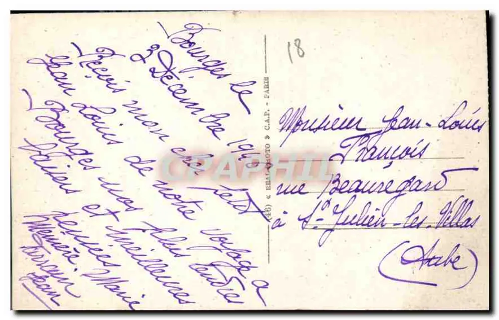 Bourges — a Catedral LL — editor C.A.P. n°222 - Verso