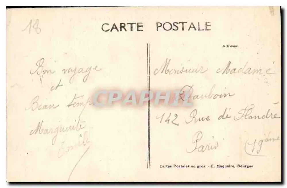 Bourges — O Castelo da Água — E. Maquaire, n°387 - Verso