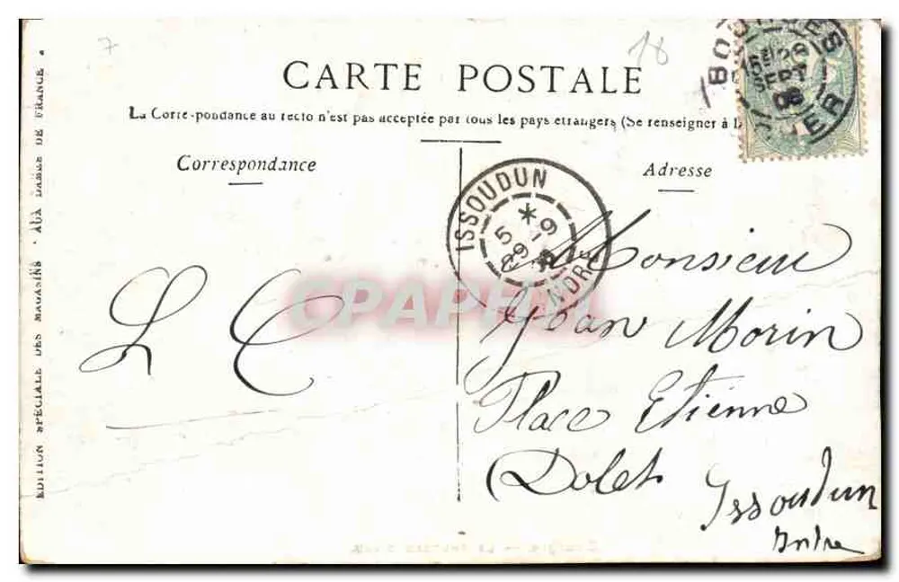 Bourges — O Castelo da Água — Editor: STAERCK & FERI - Verso