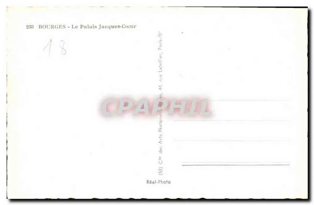 Bourges - O Palácio Jacques-Cœur — editor Réal-Photo, n° 238 - Verso