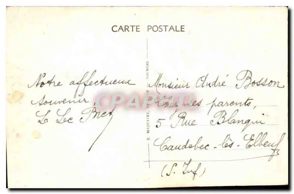 Bourges — Palast Jacques-Cœur, Ansicht vom Place Berry — E. M. Nr. 303 - Rückseite