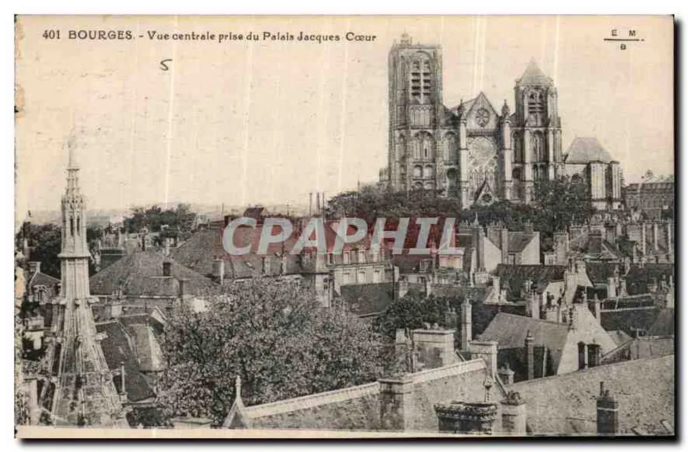 Bourges - Vue centrale prise du Palais Jacques Cœur — Éditeur E. Maquaire, n° 401 - Recto
