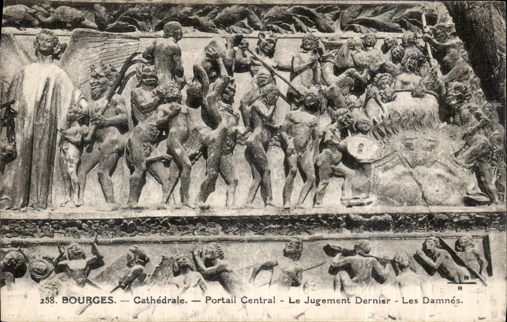 Bourges — Kathedrale — Zentralportal — Das Gericht am Jüngsten Tag — Die Verurteilten - Vorderseite