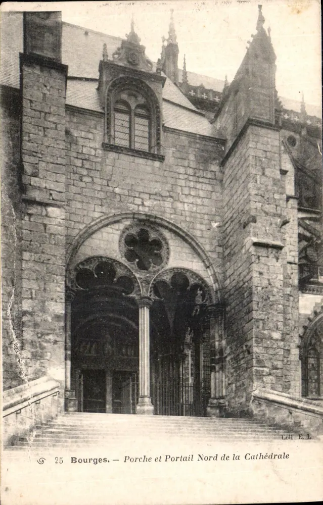 Bourges — Nordportal und Portal der Kathedrale — Sammlung E.L. n°25 - Vorderseite