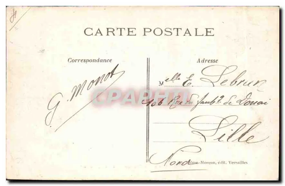 Versailles - Grand Trianon — Sur les Jardins — Éditeur G. Moreau - Verso