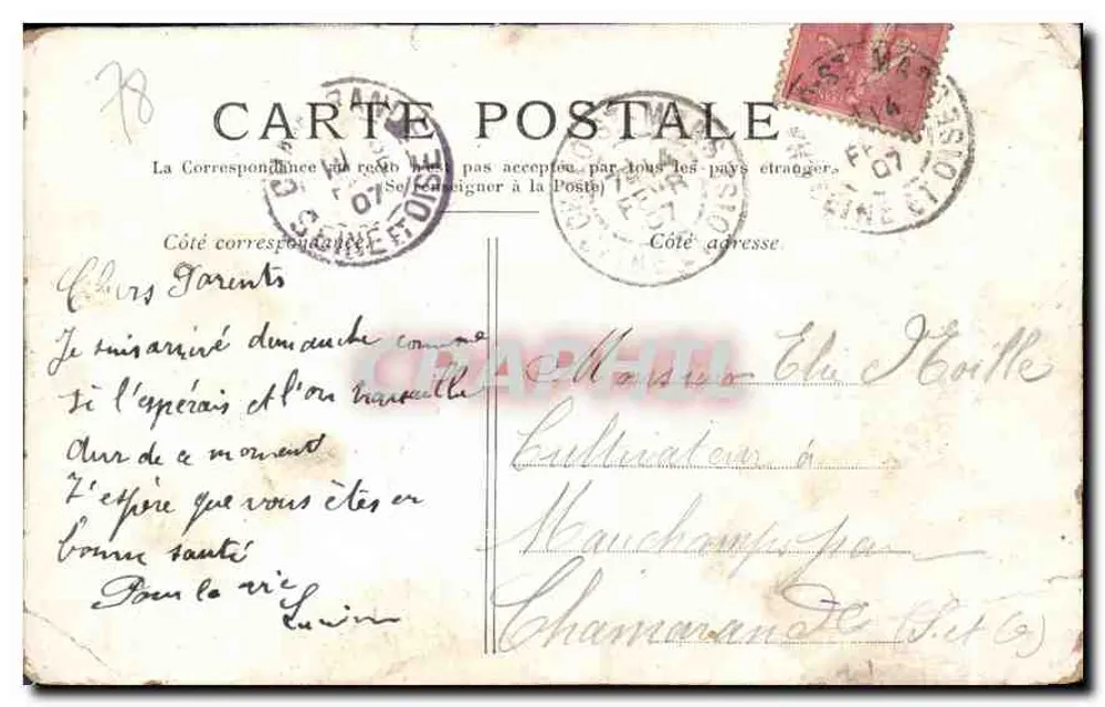 La Marne — Les Écluses et le Pont de Joinville. — Éditeur : La Marne. N° de série : 10c. - Reverso