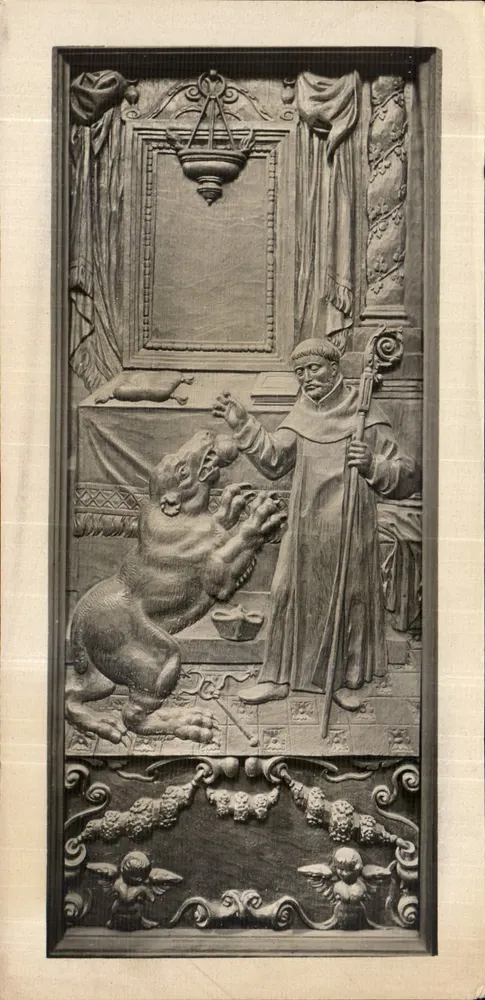संत फ्रांसिस ऑफ असिसी और एक शेर के रिलीफ — अज्ञात प्रकाशक, श्रृंखला संख्या अदृश्य - आगे
