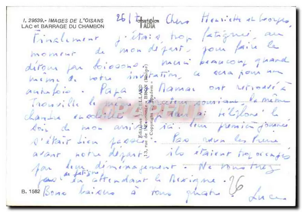 Zee en dam van CHAMBON — n° 1.29539 — Éditions LELARD - Achterkant