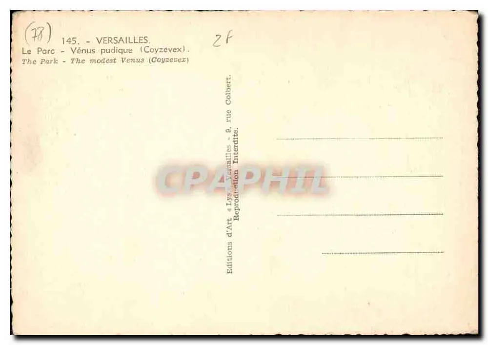 Versailles — Il Parco — Venere pudica (Coyzevex) — Edizioni d'Arte « Lys » - Verso