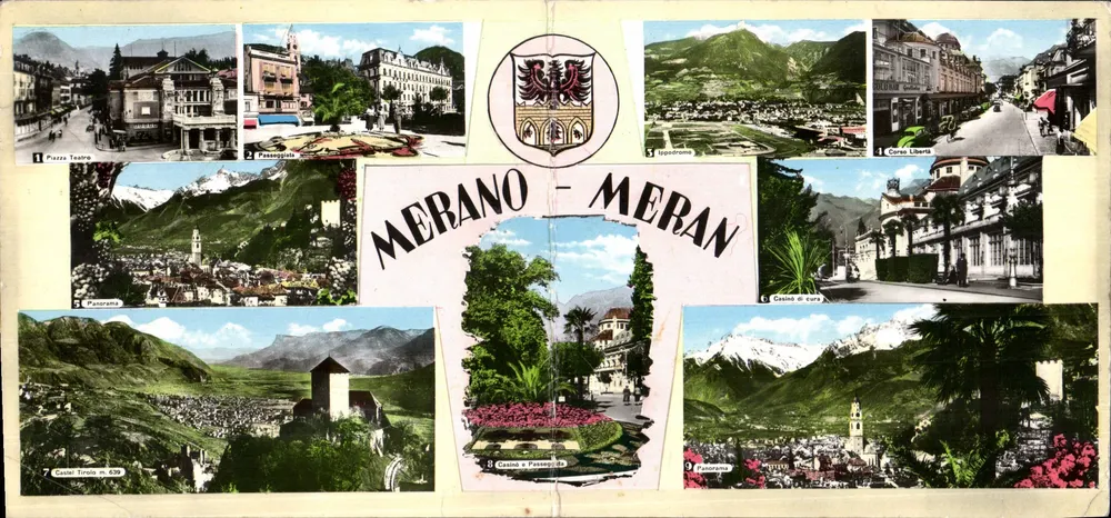 Merano - Meran — vista panorâmica e sites turísticos — Ed. Bolliera, Vercelli, n° 774 - Frente