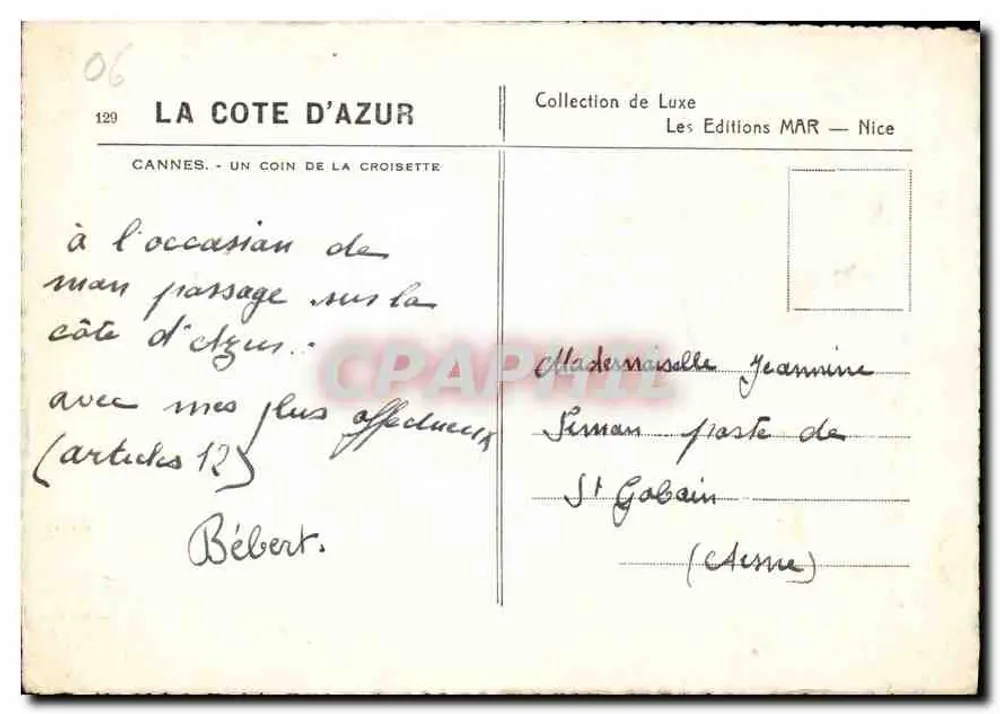 Cannes - Un coin de la Croisette — Les Éditions MAR — Nice, n°120 - Verso