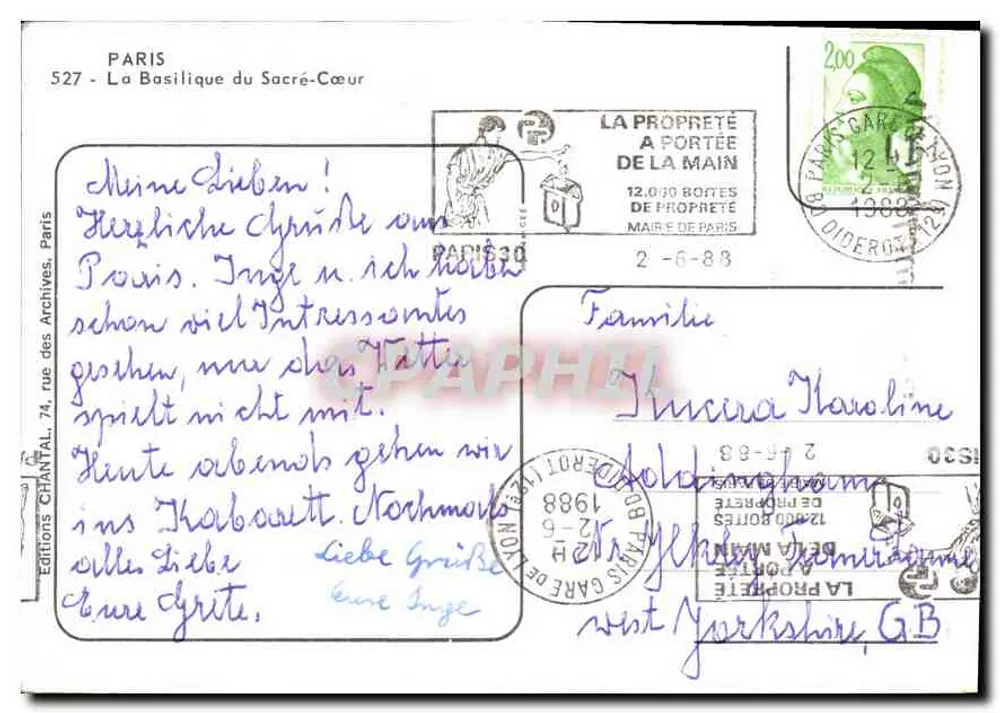 Paris — A Basílica do Sacré-Cœur — Edições Chantal - Verso
