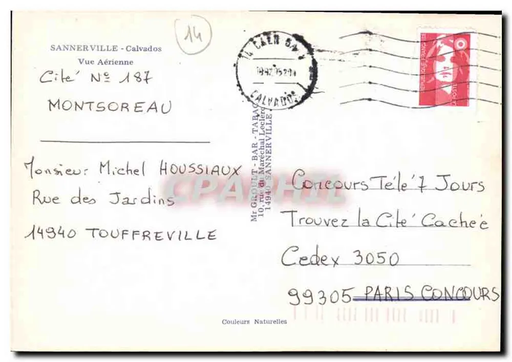 Sannerville - Calvados — Vista Aérea — Cidade N° 187 — Sr. Grout - Bar - Tabac - Verso