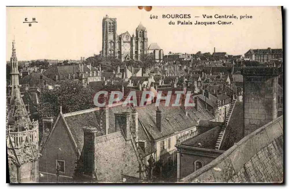 Bourges — Vue Centrale, prise du Palais Jacques-Cœur - Recto