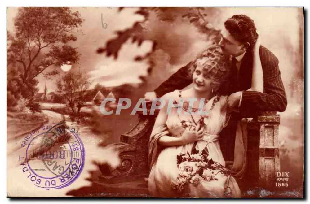 Casal amoroso — cena de jardim — DIX PARIS 1566 - Frente