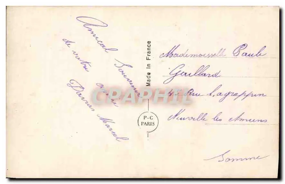 Jovem casal com pomba — editor P-C, n° 1571 - Verso
