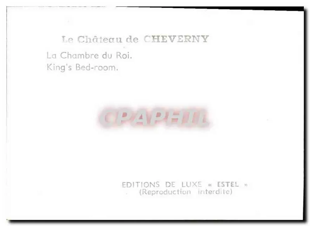 Quarto do Rei — Castelo de Cheverny — Éditions de Luxe « Estel » - Verso