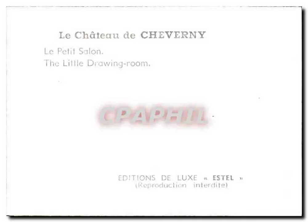O Castelo de Cheverny — O Pequeno Salão — Edições de Luxo « Estel » - Verso