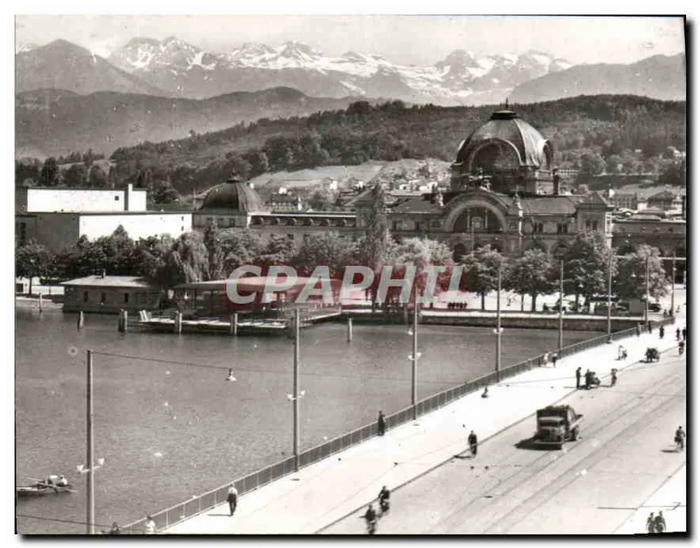 Luzern. Bahnhof mit Alpen - Frente