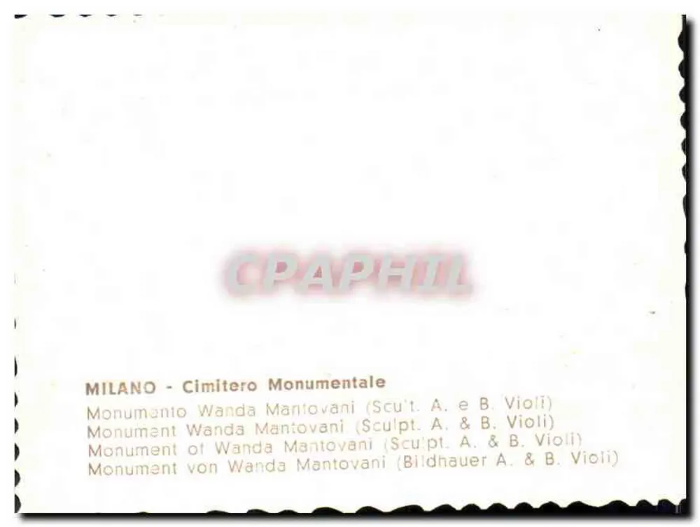 Monumento Wanda Mantovani — Cimitero Monumentale — Escultores A. & B. Violi - Verso