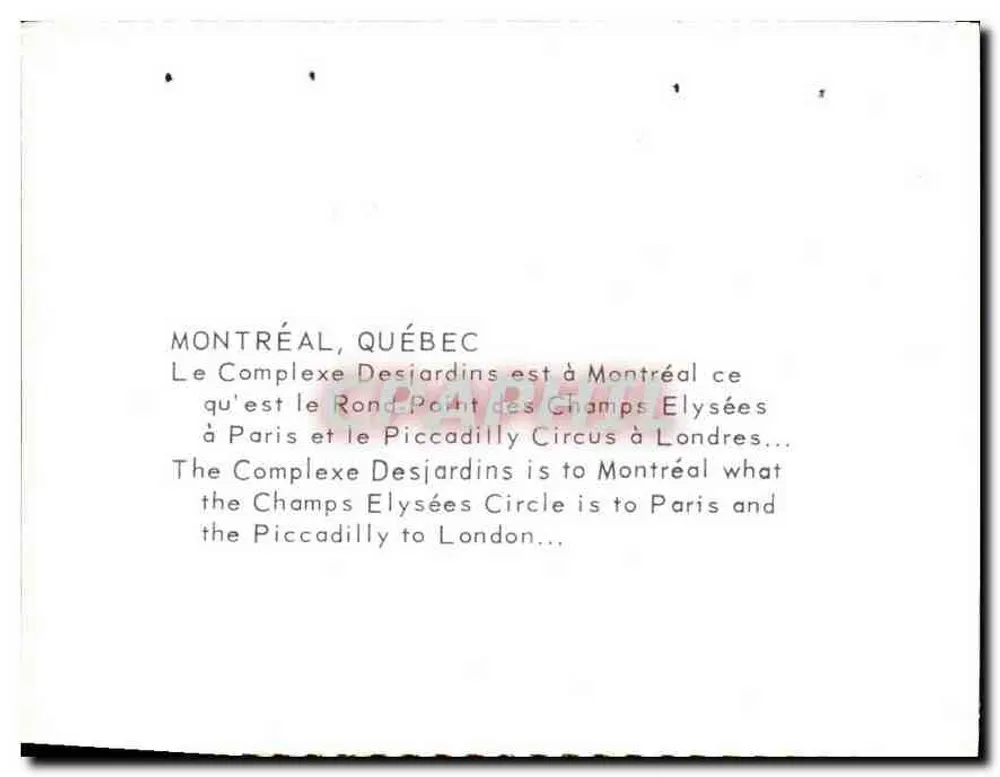 Montréal, Québec — Le Complexe Desjardins — Vergleich mit den Champs-Élysées und Piccadilly - Rückseite