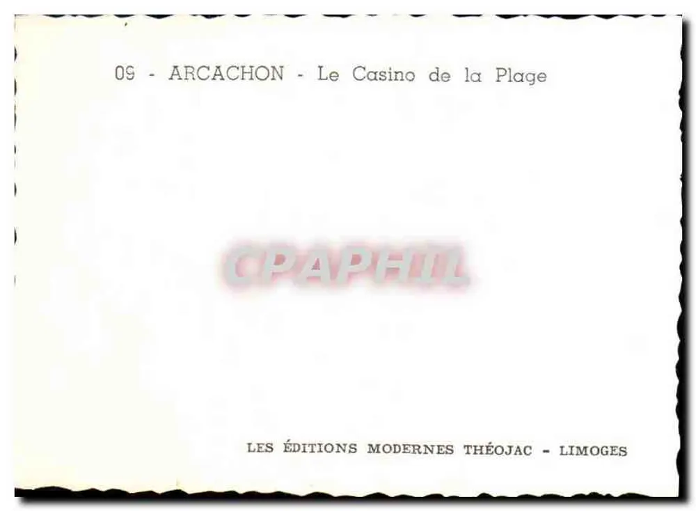 Arcachon - O Casino da Praia — Edições Modernas Théojac, Limoges, n°09 - Verso