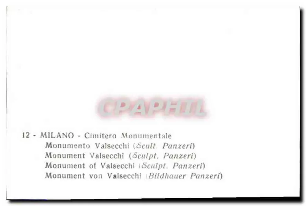 Monumento Valsecchi — Cemitério Monumental, Milão — Escultor: Panzeri - Verso
