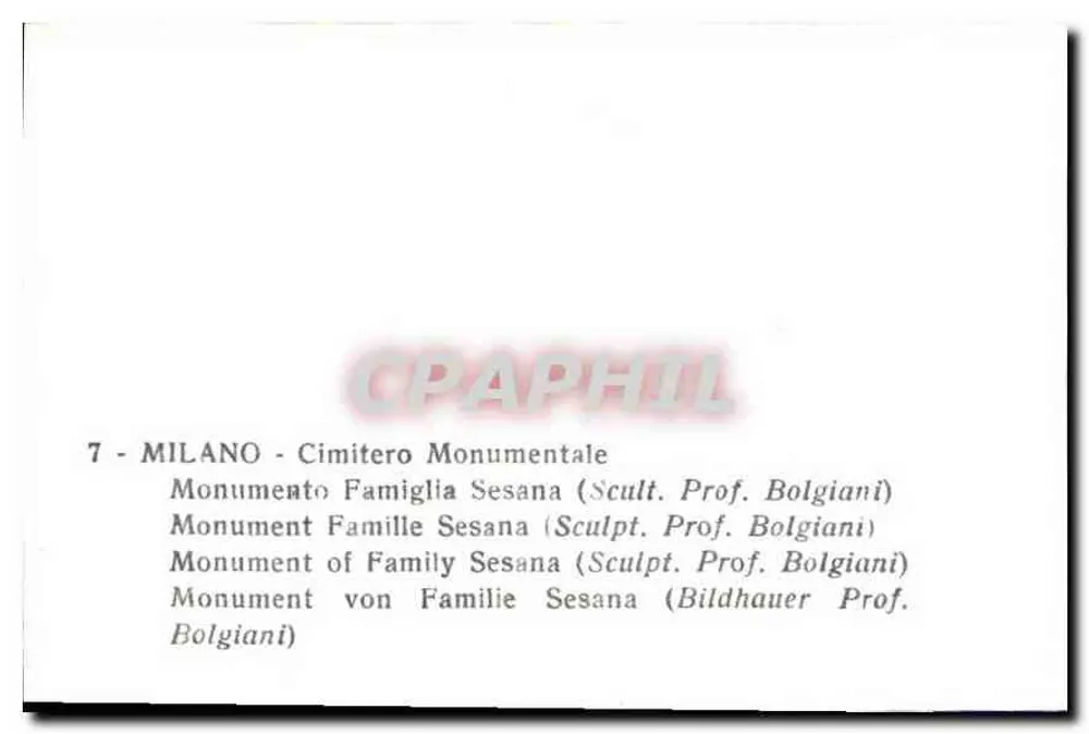 Monumento Famiglia Sesana — Cimitero Monumentale, Milan — Sculpt. Prof. Bolgiani - Verso