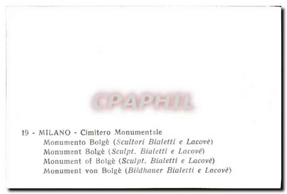 Monument Bolgè — Monumentaal kerkhof van Milaan — Beeldhouwers Bialetti en Lacovè - Achterkant