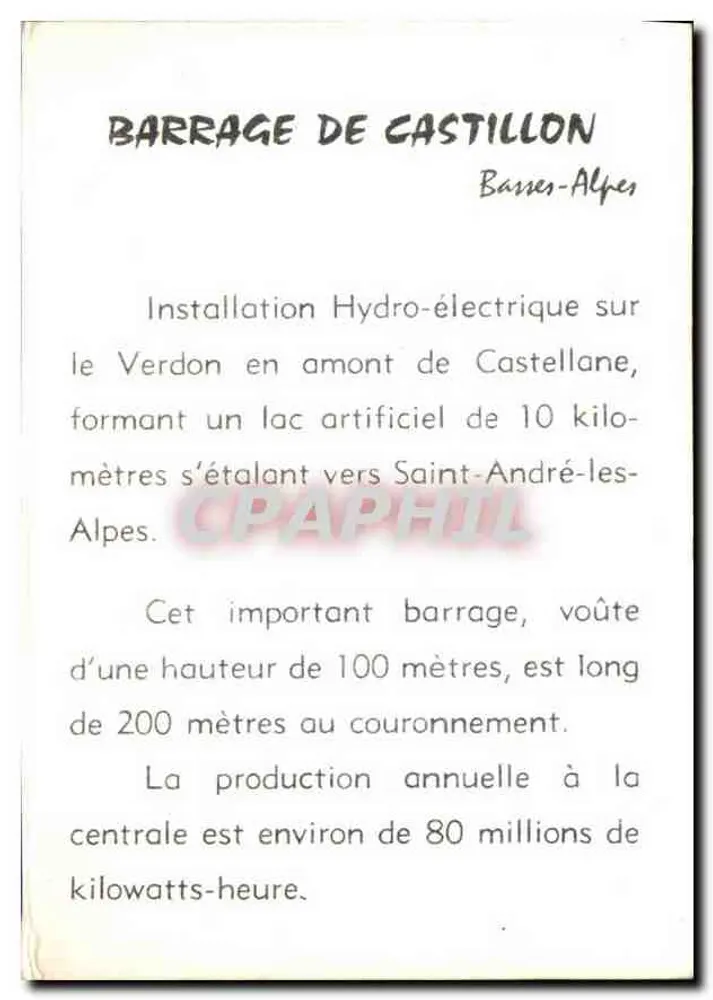 Represa de Castillon — Barragens-Alpes - Verso