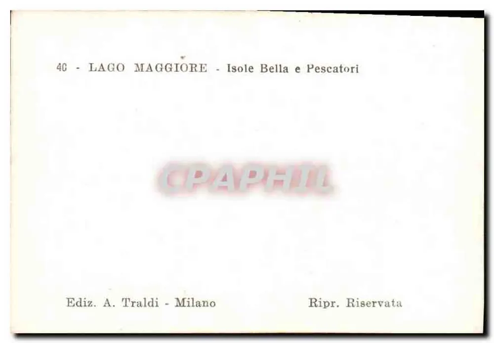 Lago Maggiore — Ilhas e pescadores — Edição A. Traldi, Milão - Verso